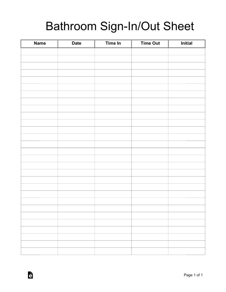Best ideas about Bathroom Sign Out Sheet
. Save or Pin Bathroom Cleaning Sign in out Sheet Template Now.