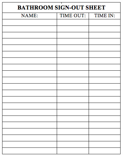 Best ideas about Bathroom Sign Out Sheet
. Save or Pin 7 Best of Free Printable Bathroom Chart Kids Now.