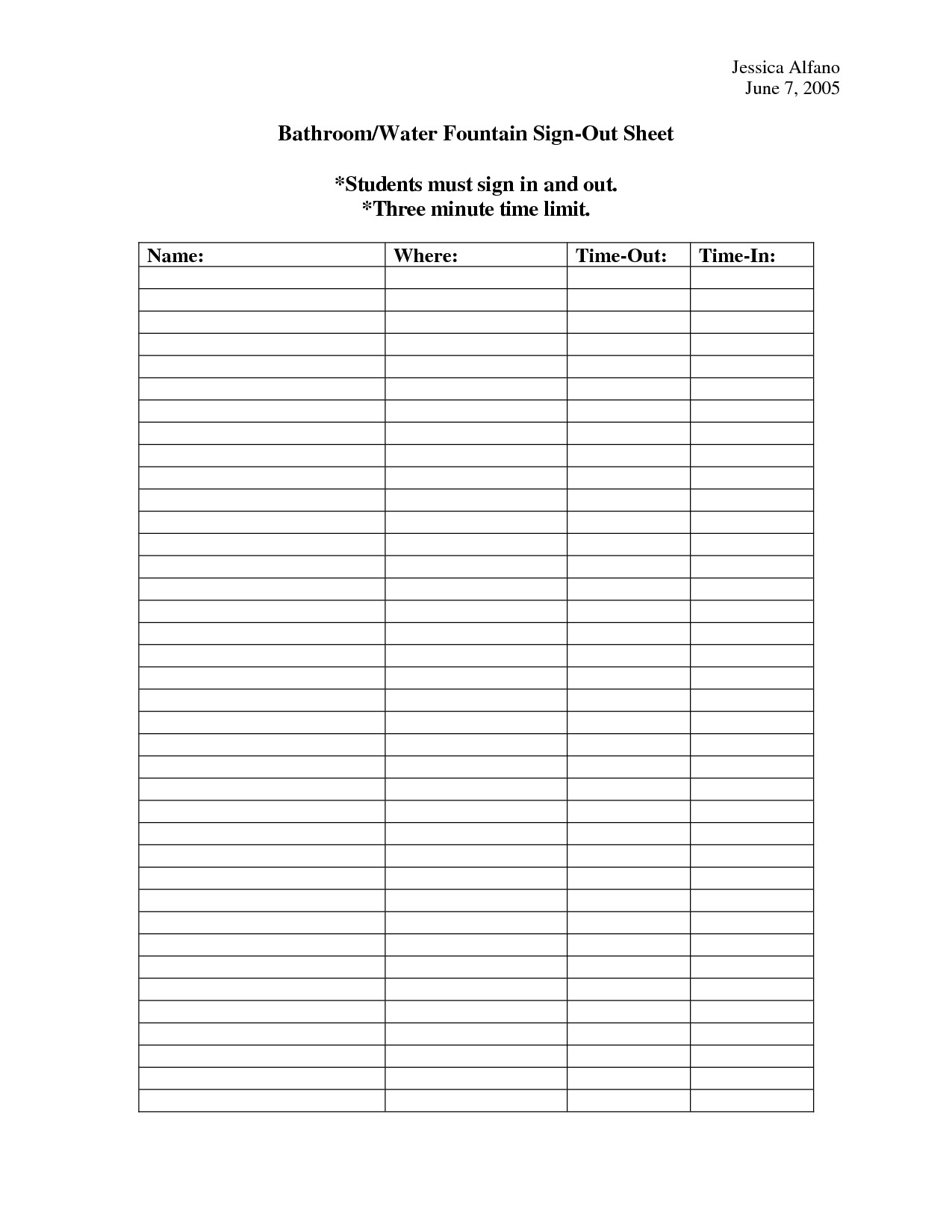 Best ideas about Bathroom Sign Out Sheet
. Save or Pin 8 Best of Bathroom Sign In Sheet Printable Now.