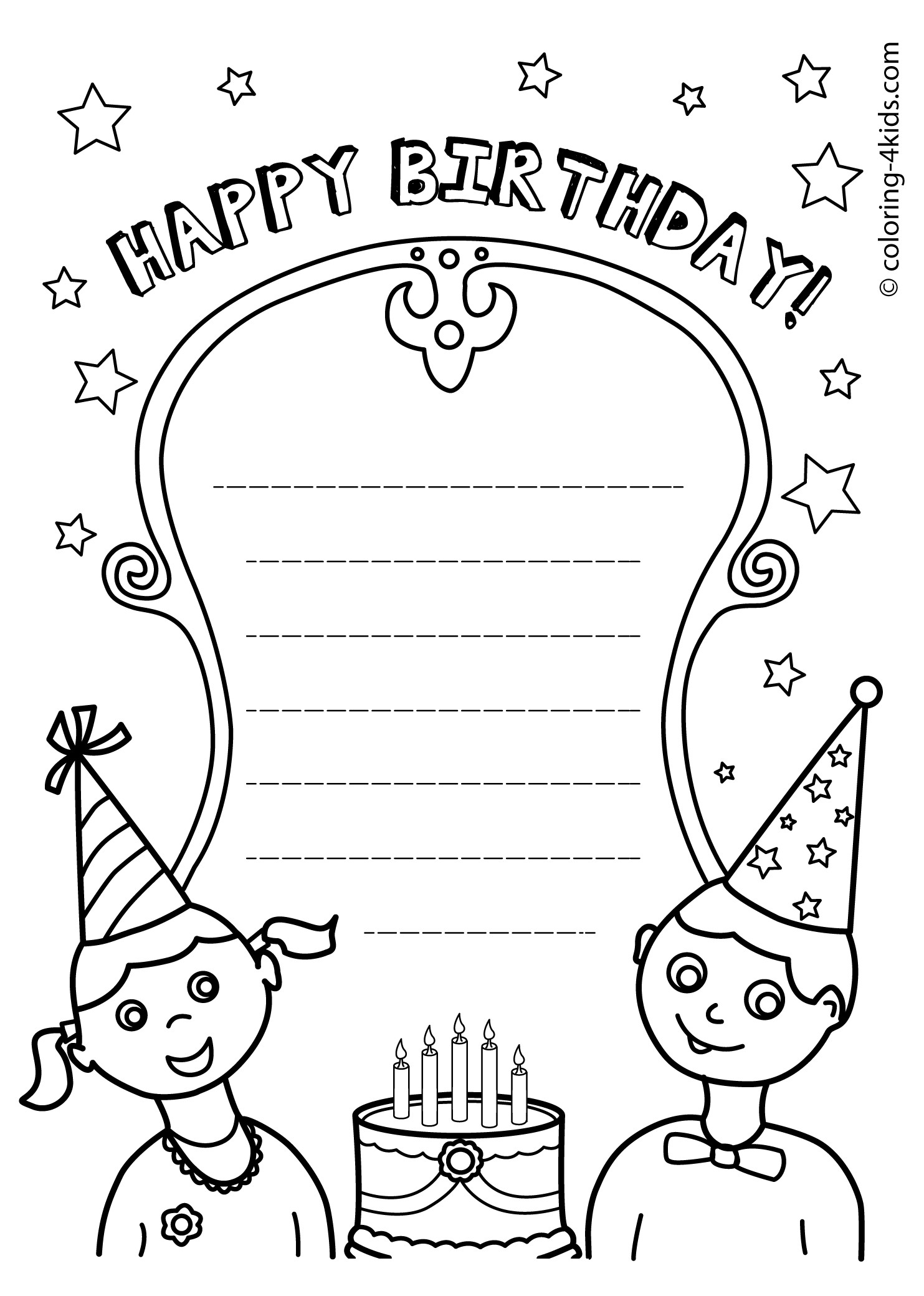 Best ideas about Birthday Card Coloring Page
. Save or Pin Free Printable Happy Birthday Coloring Pages 24 Image Now.