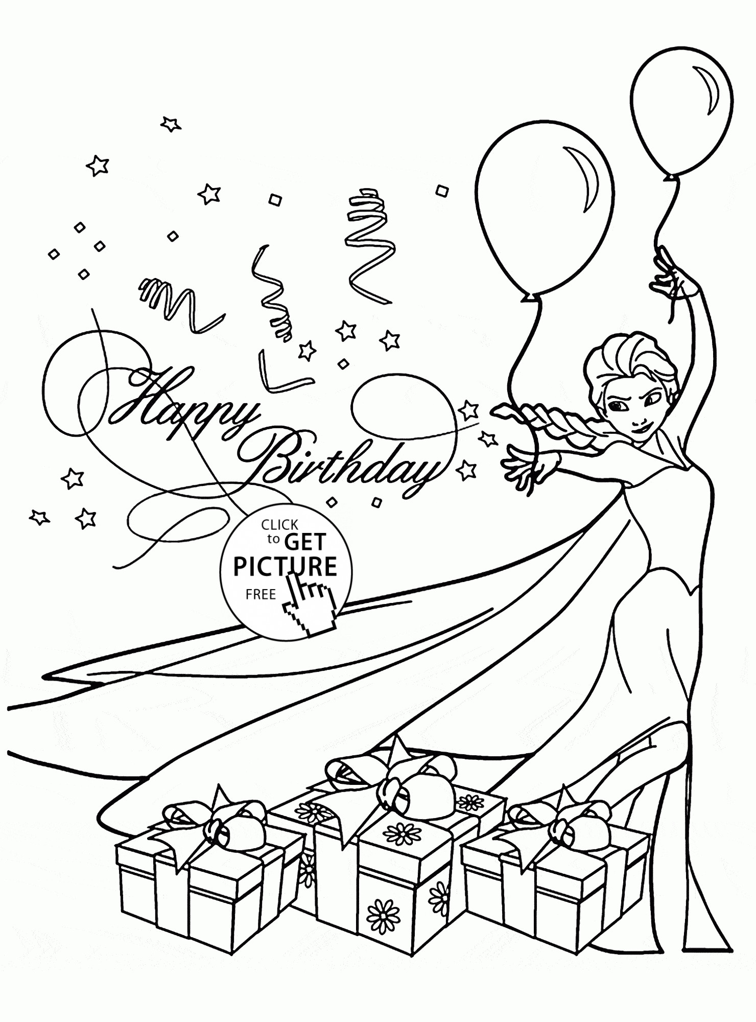 Best ideas about Birthday Card Coloring Page
. Save or Pin Happy Birthday Card with Elsa coloring page for kids Now.