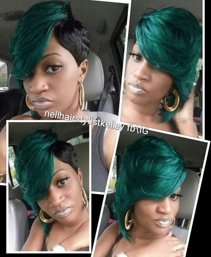 Best ideas about Black 27 Piece Hairstyles
. Save or Pin Emerald green 27 piece quickweave short hairstyles black Now.