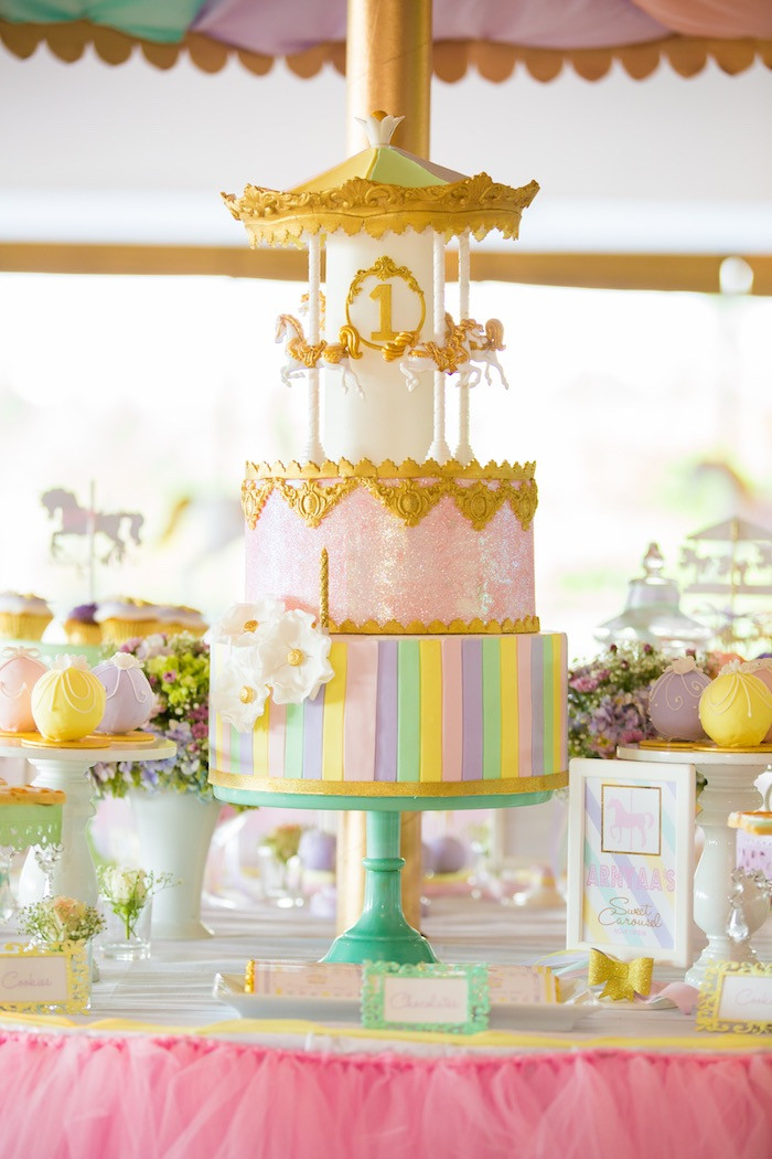 Best ideas about Carousel Birthday Party
. Save or Pin Kara s Party Ideas Gold and Pastel Carousel Birthday Party Now.