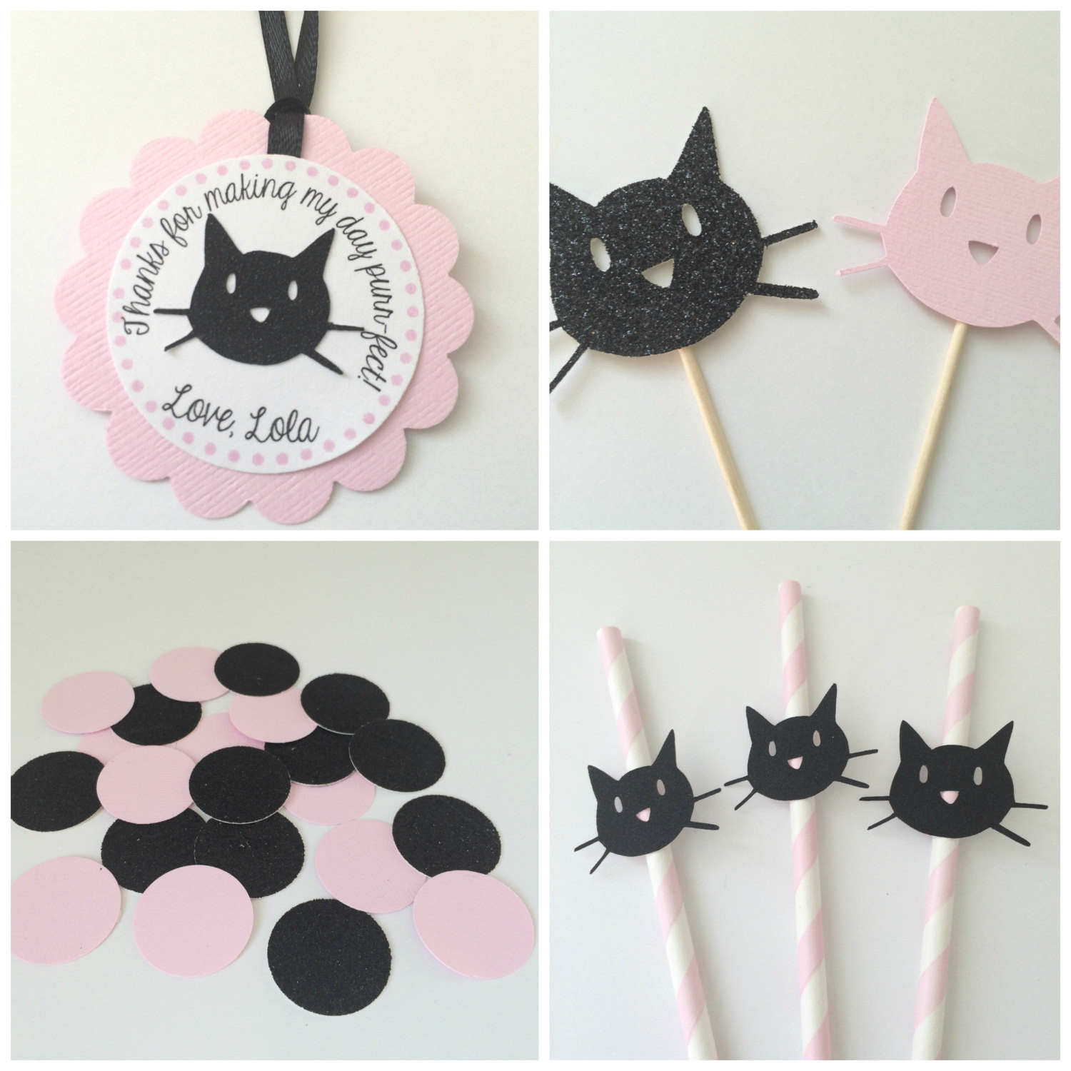 Best ideas about Cat Birthday Decorations
. Save or Pin Pink and Black Kitty Cat Party Package Black Glitter Now.