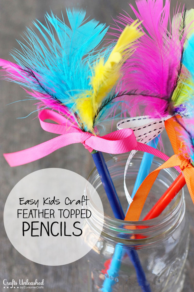 Best ideas about Crafting With Kids
. Save or Pin Pencil Crafts for Kids Easy Feather Topped Pencils Now.