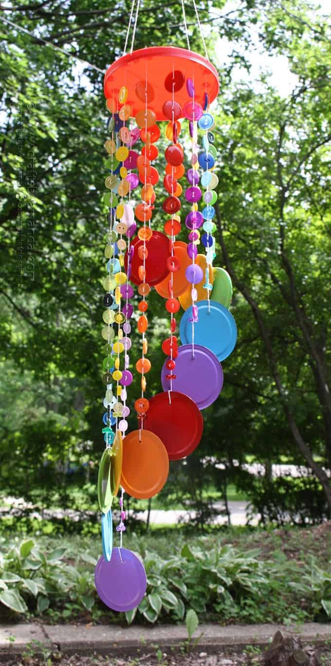 Best ideas about Crafts By Amanda
. Save or Pin Button Wind Chime bursting with the colors of the rainbow Now.