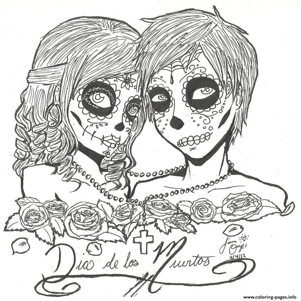 Best ideas about Day Of The Dead Sugar Skull Girls Coloring Pages For Teens
. Save or Pin Print skull sugar couples love coloring pages Now.