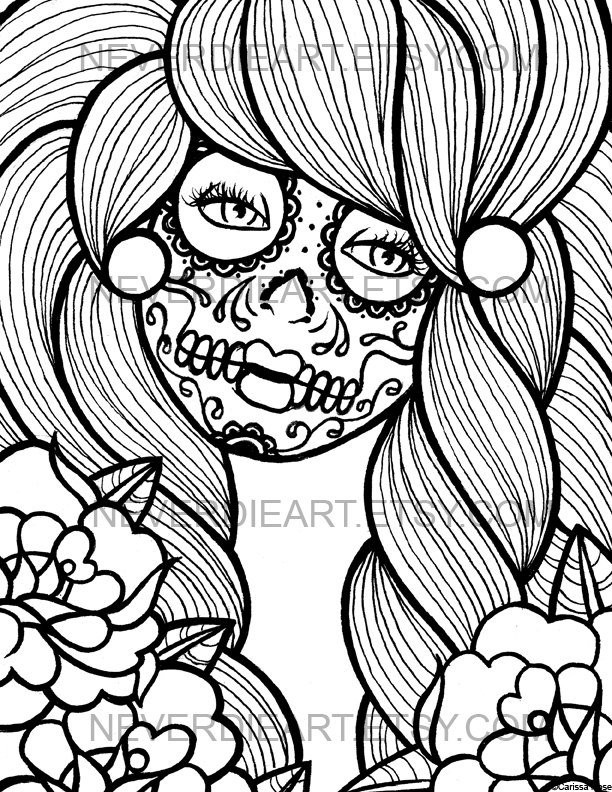 Best ideas about Day Of The Dead Sugar Skull Girls Coloring Pages For Teens
. Save or Pin Digital Download Print Your Own Coloring Book Outline Page Now.