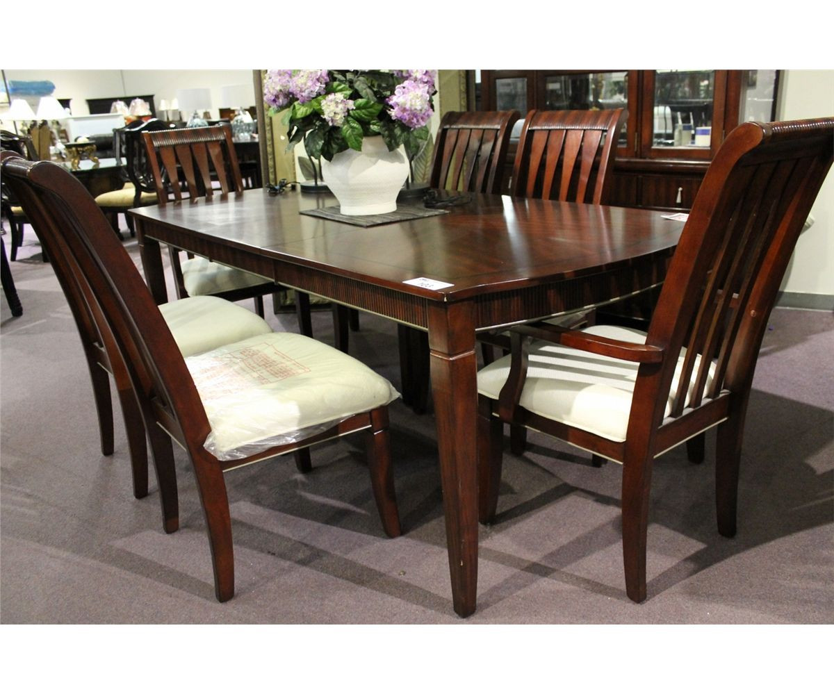 Best ideas about Dining Room Table With Leaf
. Save or Pin DARK WOOD INLAYED FORMAL DINING ROOM TABLE WITH LEAF & 6 Now.