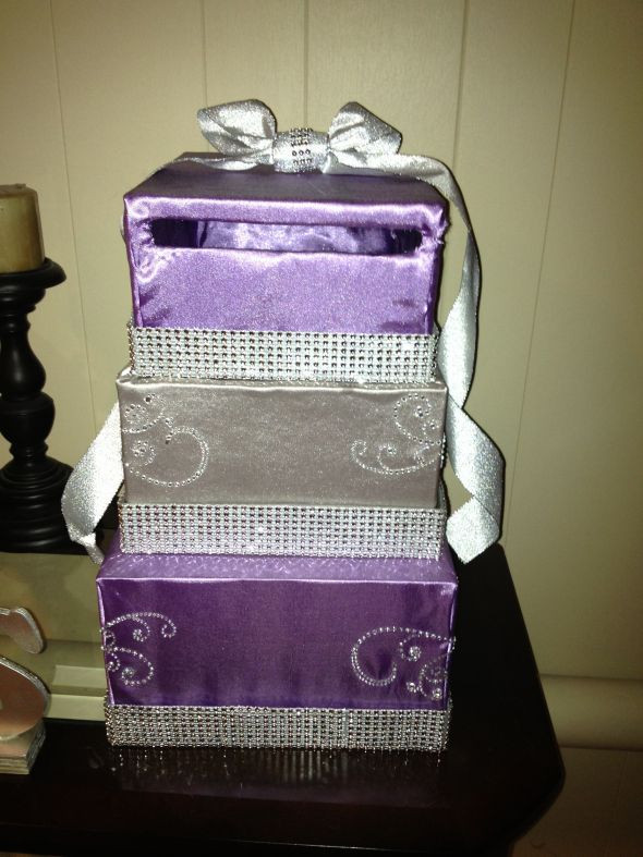 Best ideas about DIY Card Box
. Save or Pin DIY card box revised Purple and Silver with some bling Now.