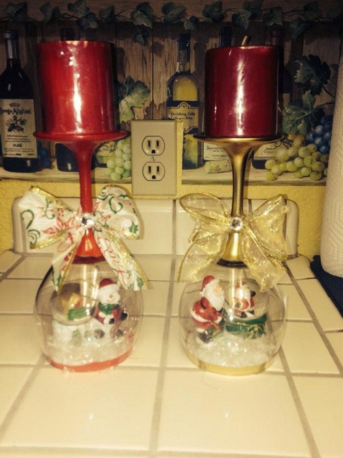 Best ideas about DIY Christmas Wine Glasses
. Save or Pin Wine glass snow globes Now.