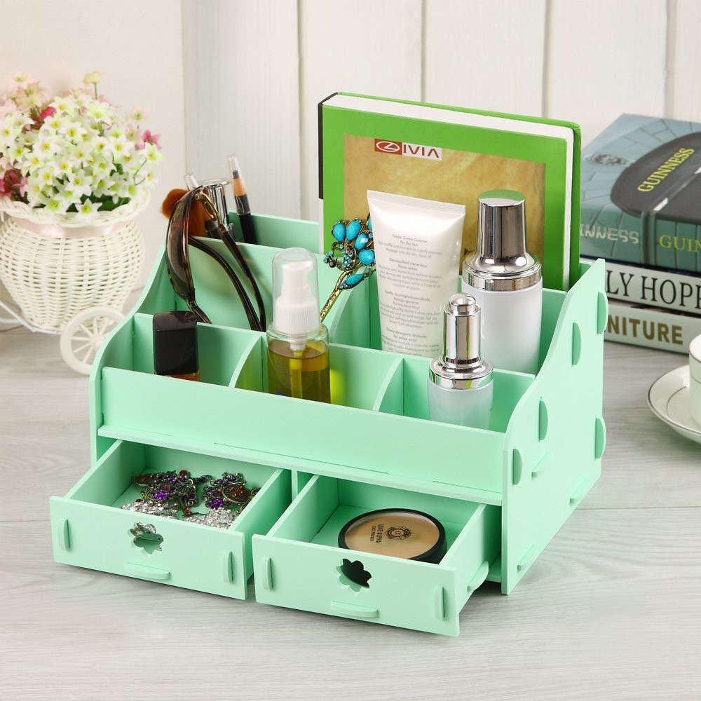Best ideas about DIY Makeup Box
. Save or Pin Cozy Colors Wooden Desk Cosmetic Makeup Organizer DIY Wood Now.