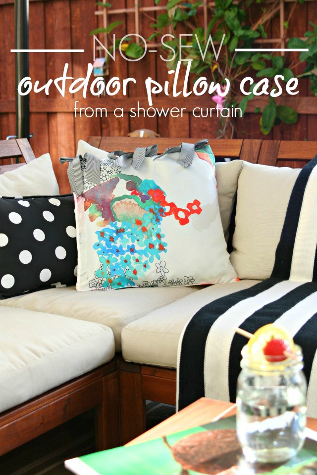 Best ideas about DIY Outdoor Cushions No Sew
. Save or Pin diy no sew outdoor pillow case [using an old shower Now.