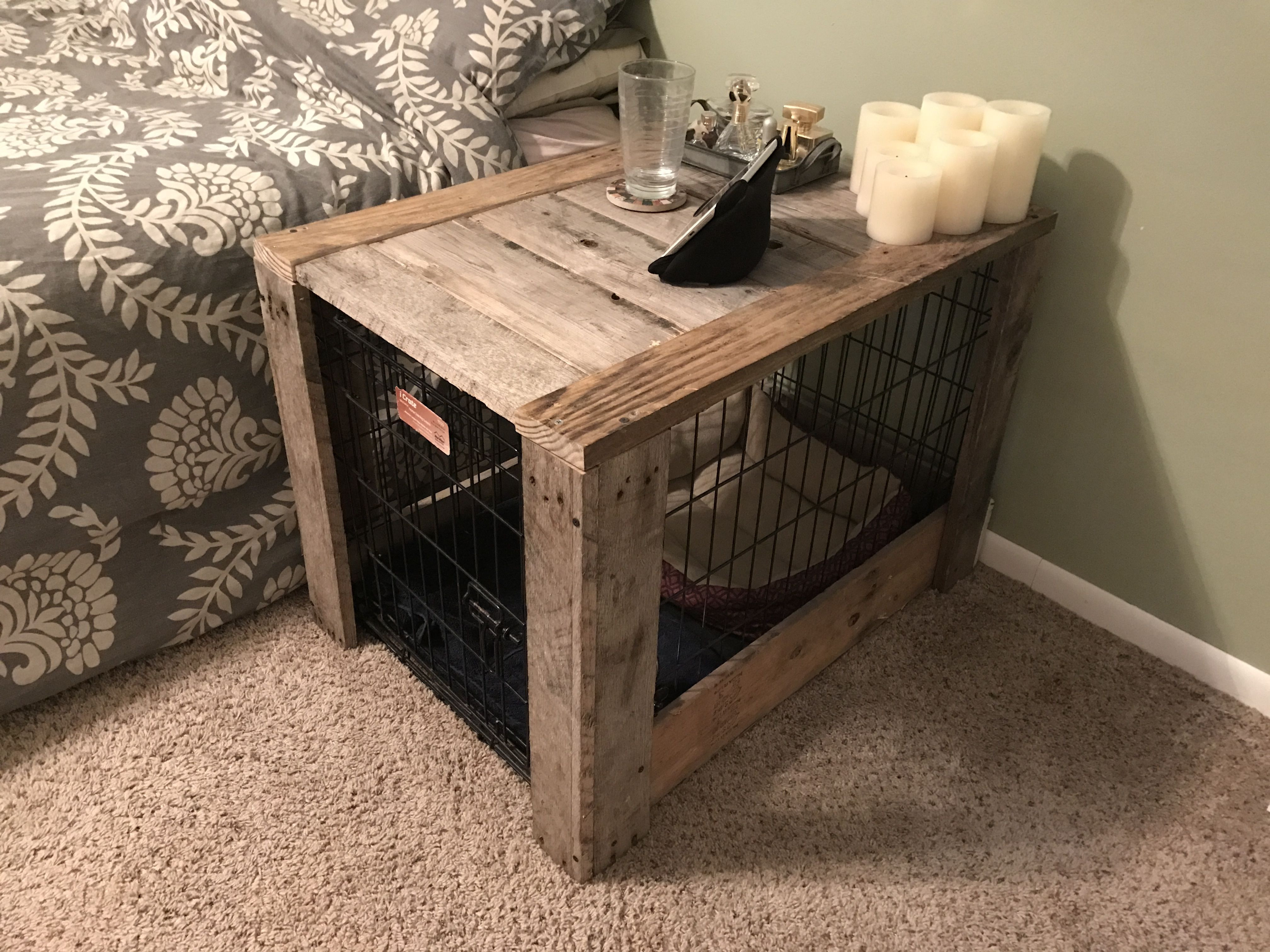 Best ideas about Dog Crate End Table DIY
. Save or Pin Pallet wood dog crate nightstand Juneau Now.