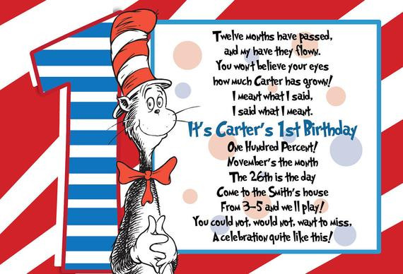 Best ideas about Dr Seuss 1st Birthday Invitations
. Save or Pin KARA CUSTOM LISTING 30 Dr Suess 1st Birthday Invitations Now.