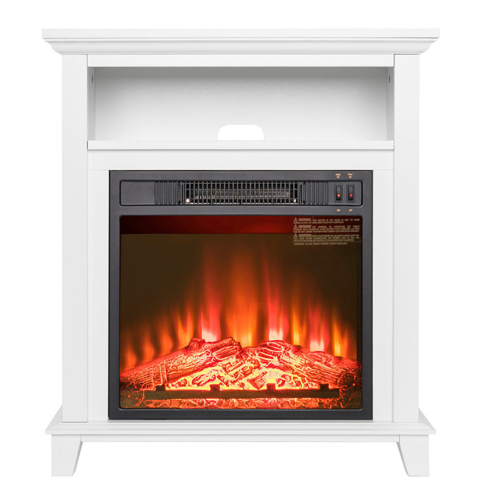 Best ideas about Electric Fireplace Heater
. Save or Pin 27" White Wooden Mantel Freestanding 1 Setting Logs Now.