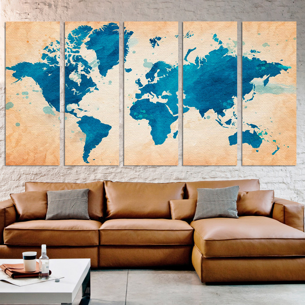 Best ideas about Extra Large Wall Art
. Save or Pin Extra Wall Art Watercolor map World Framed Canvas Now.