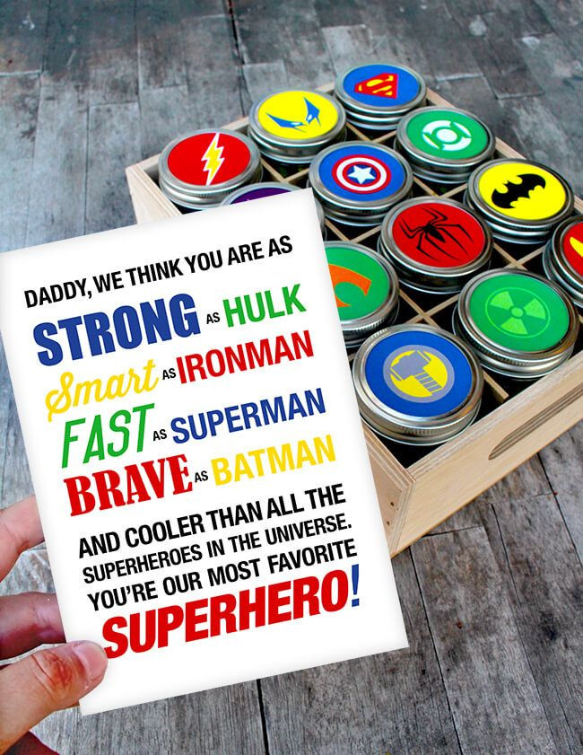 Best ideas about Father Day Gift Ideas For Boyfriend
. Save or Pin Easy Father s Day Superhero Gift with Free Printable Now.