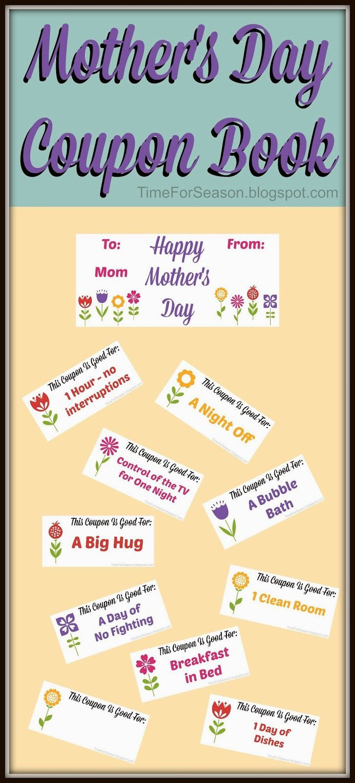 Best ideas about Father'S Day Coupon Book Printable Coloring Pages
. Save or Pin Free Mothers Day Coupon Book Printable mom t for mother Now.
