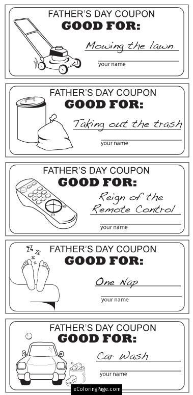 Best ideas about Father'S Day Coupon Book Printable Coloring Pages
. Save or Pin Happy Fathers Day Cut Out Coupons for Dad Coloring Page Now.