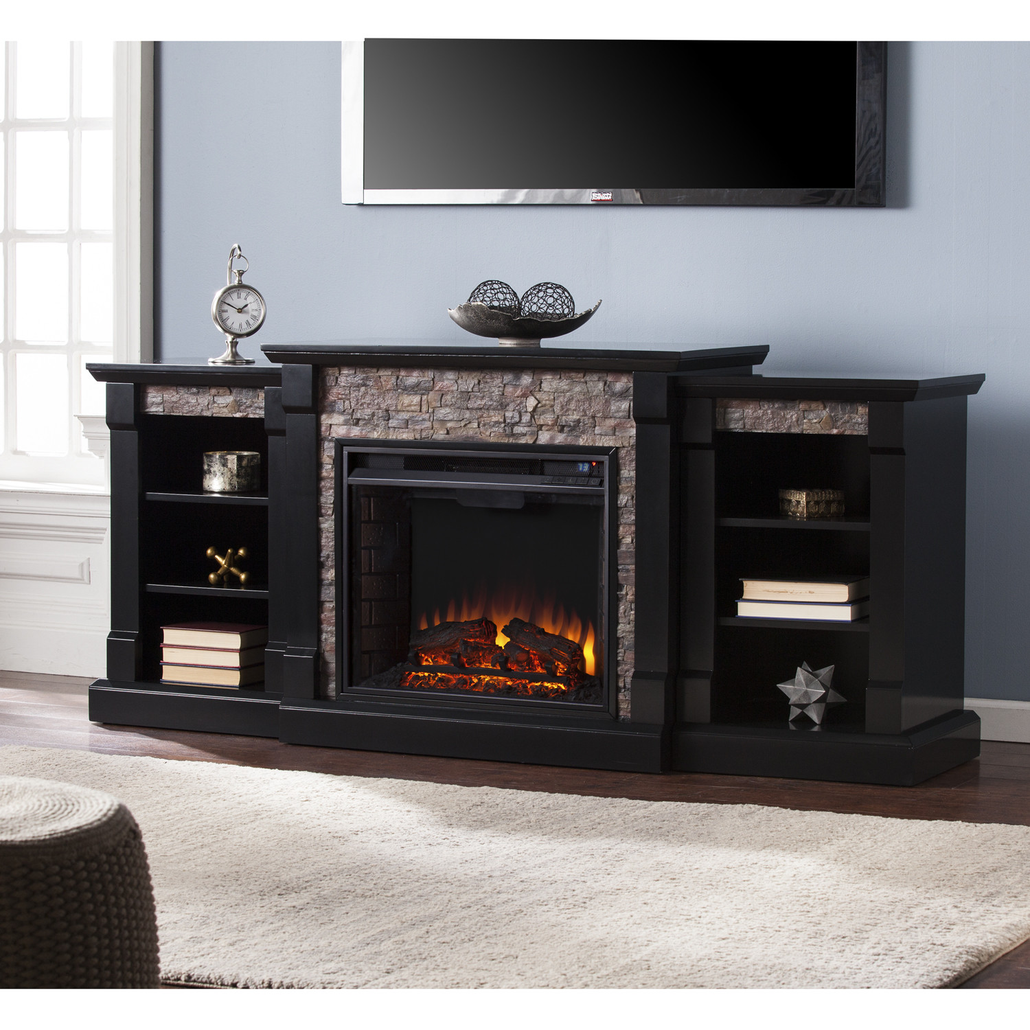 Best ideas about Faux Stone Electric Fireplace
. Save or Pin Gallatin Faux Stone Electric Fireplace w Bookcases Now.