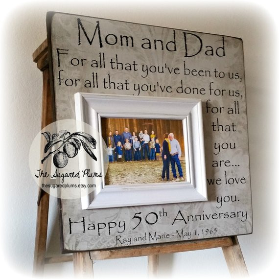 Best ideas about First Wedding Anniversary Gift Ideas From Parents
. Save or Pin 50th Anniversary Gifts Parents Anniversary Gift For All That Now.