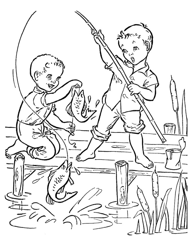 Best ideas about Fish Coloring Pages For Boys
. Save or Pin Desenho de Meninos brincando de pescaria para colorir Now.