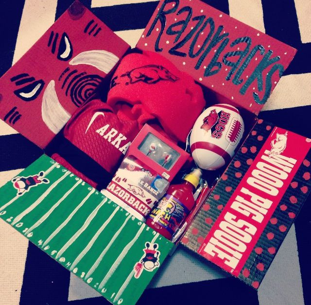 Best ideas about Football Gift Ideas For Boyfriend
. Save or Pin Arkansas Razorback care package I made for for Benjamin Now.