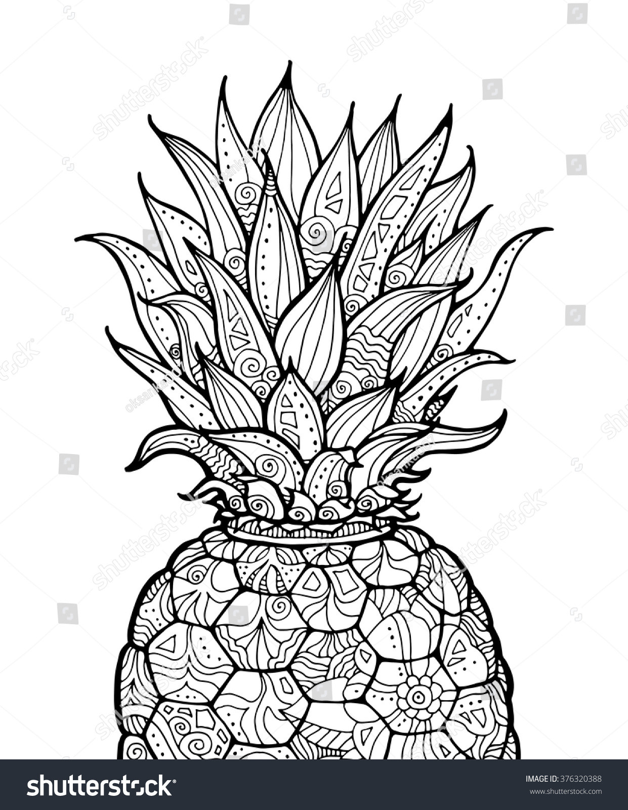 Узоры Зентангл ананас