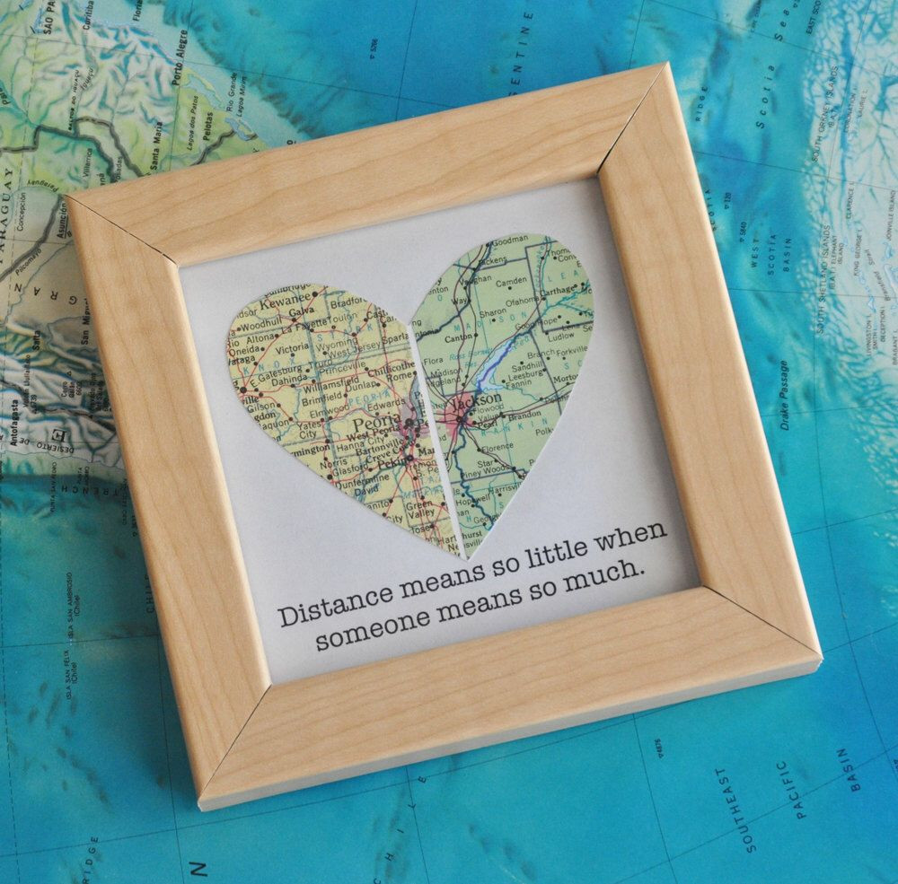 Best ideas about Gift Ideas For Long Distance Boyfriend
. Save or Pin Long Distance Relationship Couple Map Heart Framed with Now.