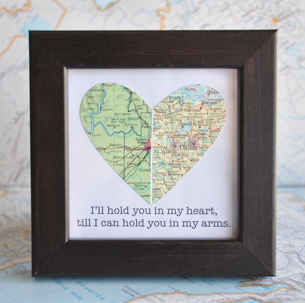 Best ideas about Gift Ideas For Long Distance Boyfriend
. Save or Pin Long Distance Relationship Couple Map Heart Framed with Text Now.