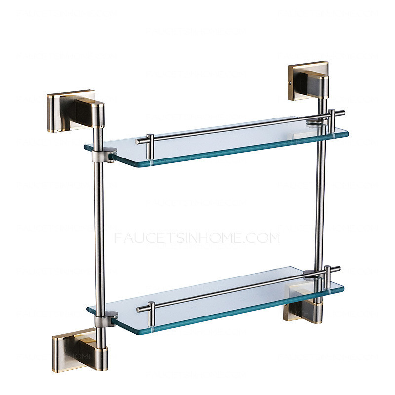 Best ideas about Glass Bathroom Shelves
. Save or Pin Modern Double Brass Glass Bathroom Shelves Now.