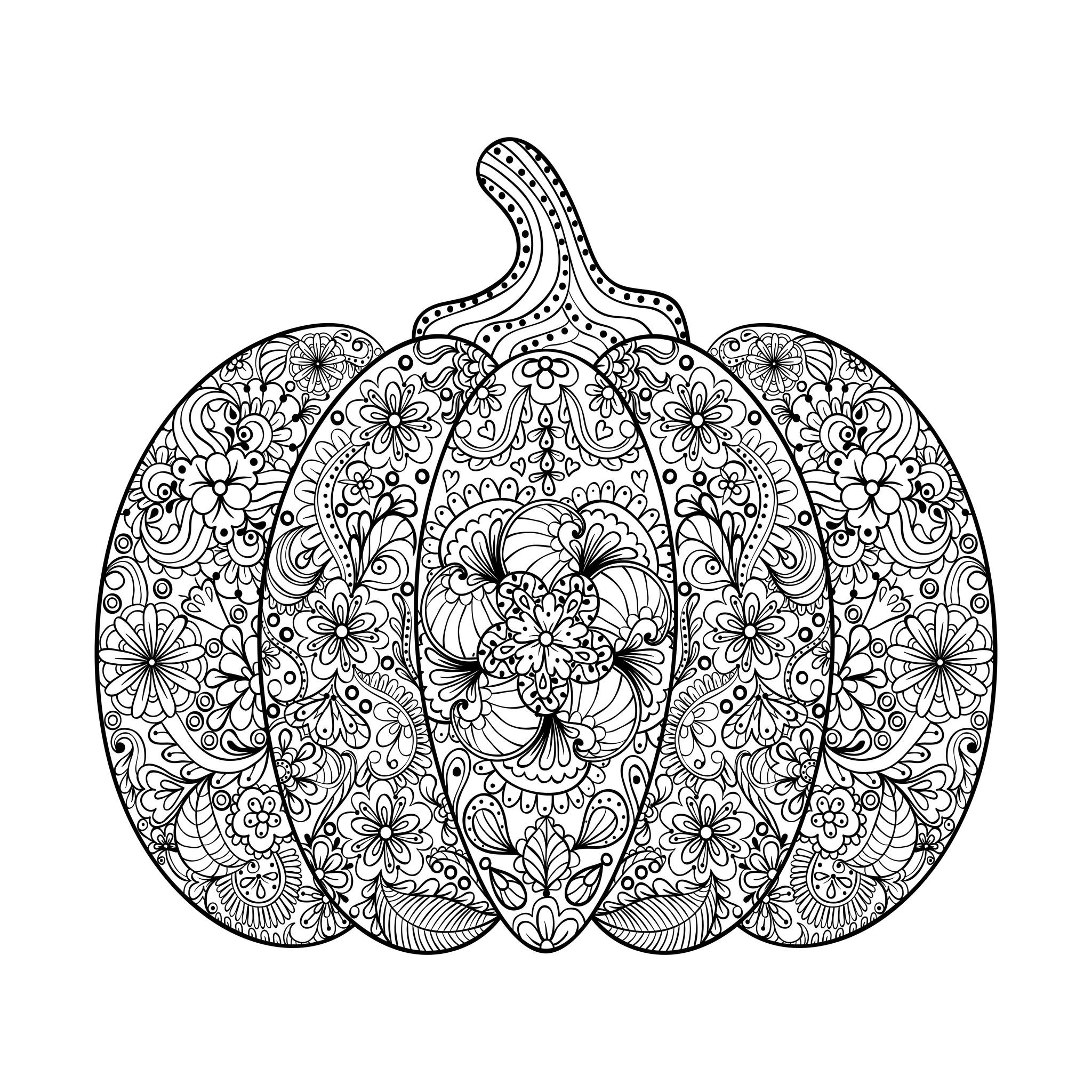Best ideas about Halloween Coloring Pages For Adults
. Save or Pin Halloween plex pumpkin with flowers and leaves Now.