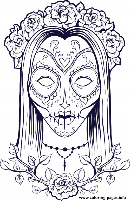 Best ideas about Halloween Coloring Pages For Teens Sugar Skull
. Save or Pin Print sugar skull woman flowers old coloring pages Now.