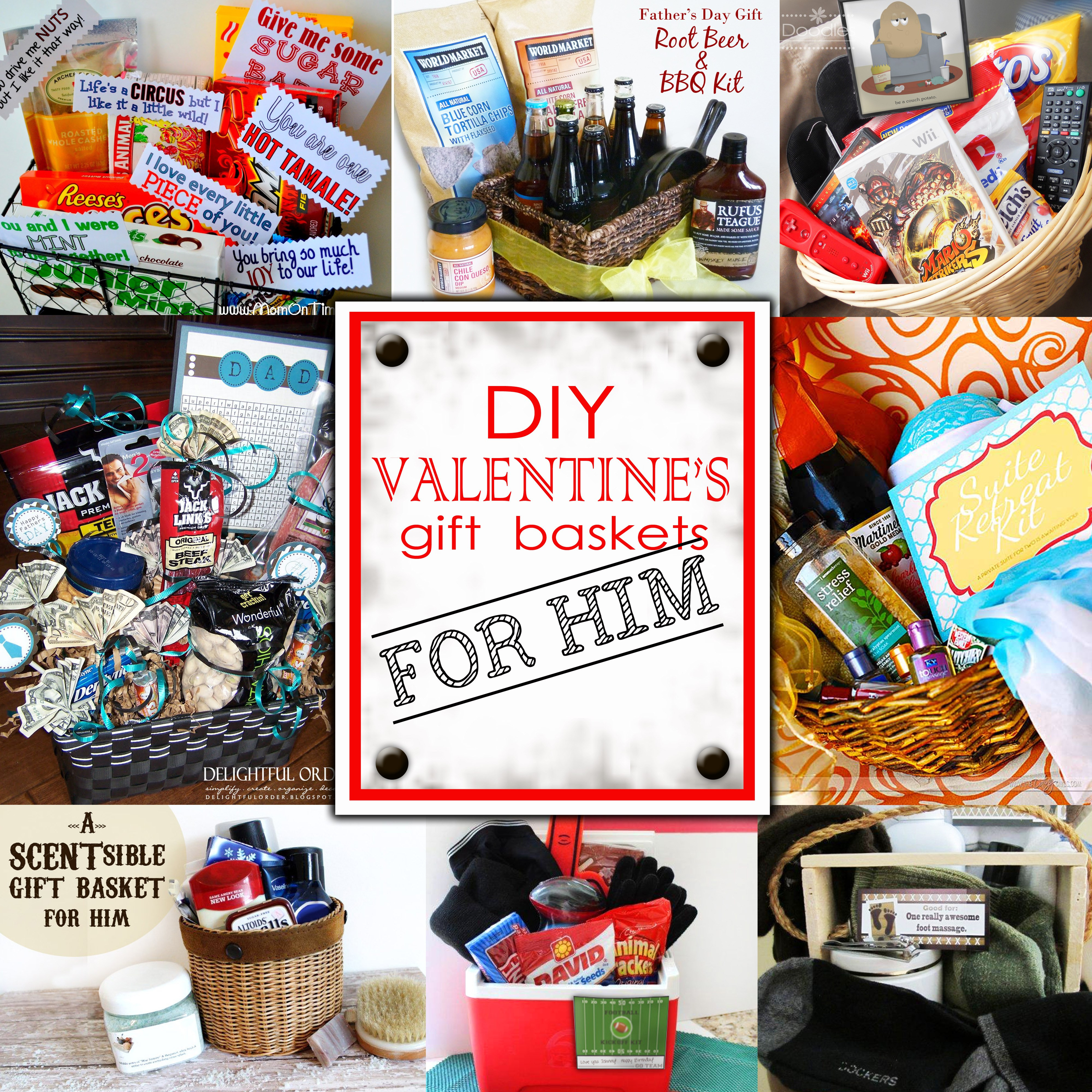 Best ideas about Homemade Gift Basket Ideas For Boyfriend
. Save or Pin DIY Valentine s Day Gift Baskets For Him Darling Doodles Now.