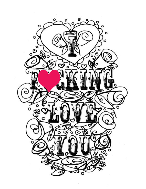 Best ideas about I Love You Coloring Pages For Adults
. Save or Pin Adult Coloring Page Valentine s Day Curse swear sheet Now.