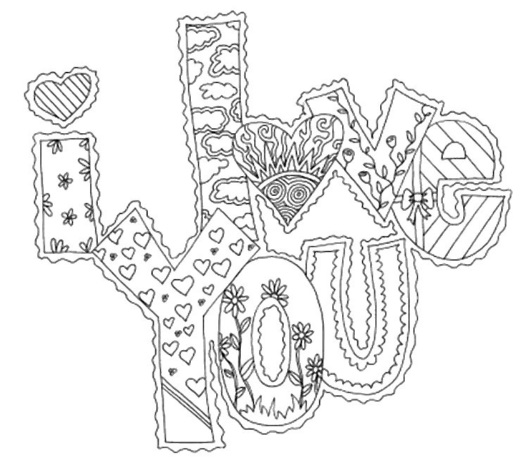 Best ideas about I Love You Coloring Pages For Adults
. Save or Pin Coloriage anti stress Amour I love you 10 Now.