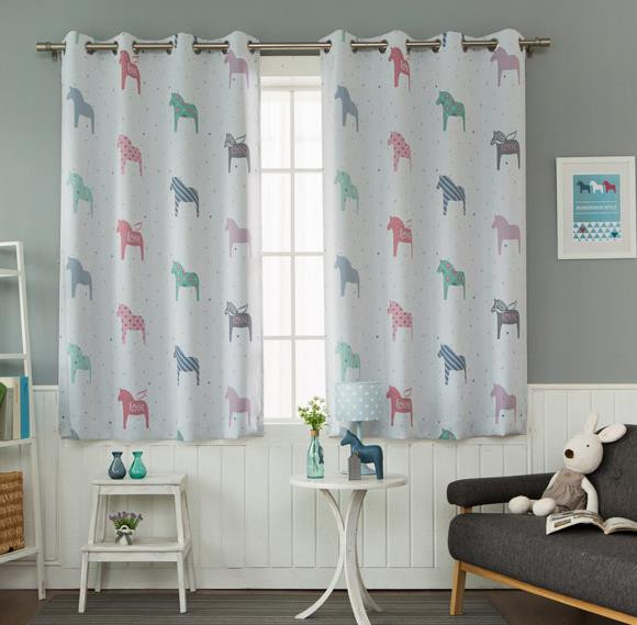 Best ideas about Kids Room Valance
. Save or Pin Gray Horse Print Poly Cotton Blend Bay Window Curtains for Now.