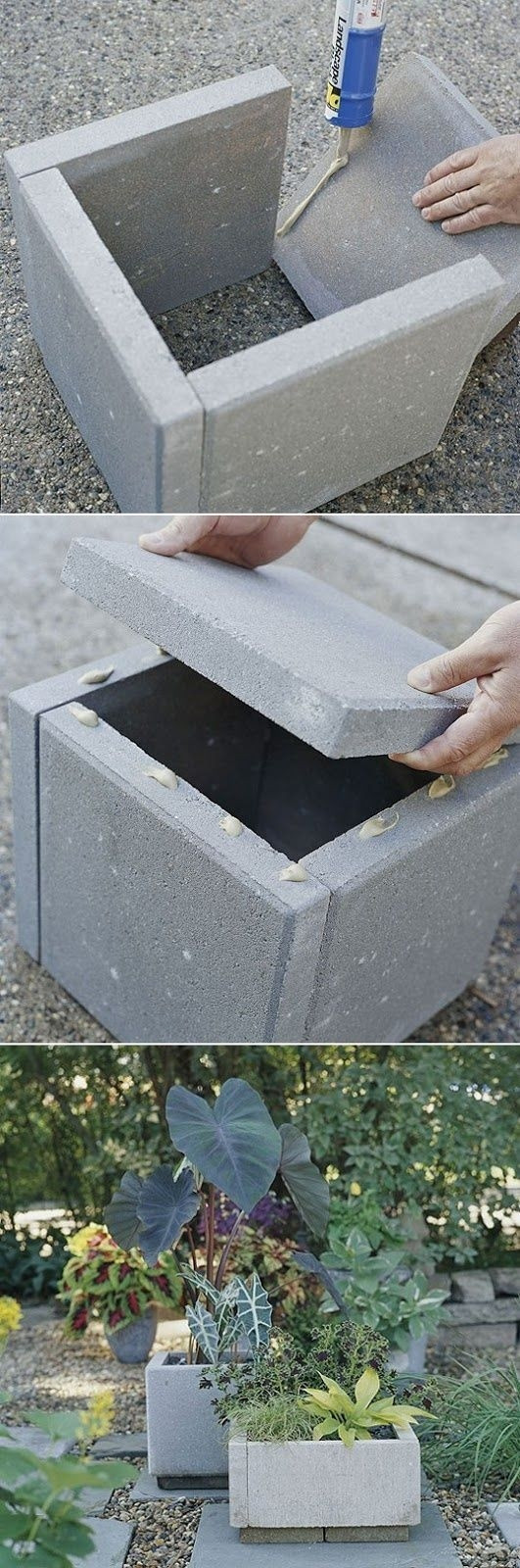 Best ideas about Landscape Block Adhesive
. Save or Pin DIY concrete planter box All you need are a few pavers Now.