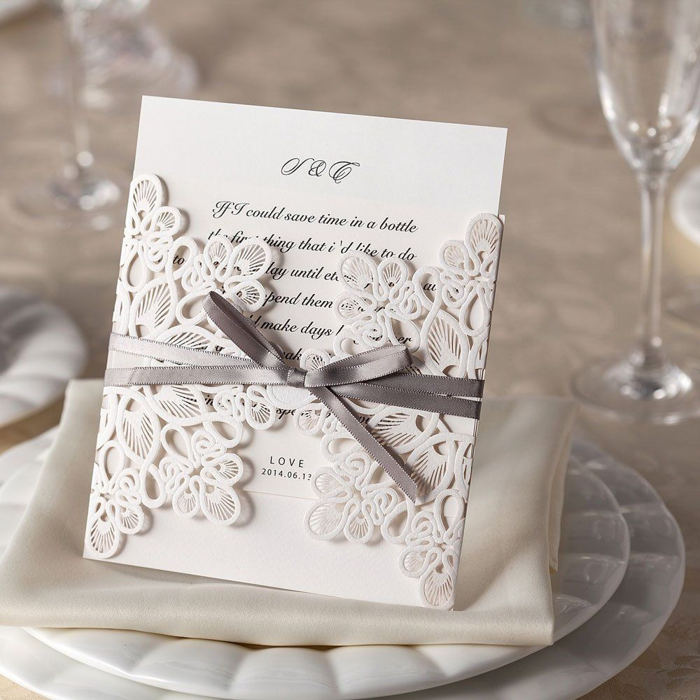 Best ideas about Laser Cut Wedding Invitations DIY
. Save or Pin White Ribbon & Lace DIY Wedding Corporate Laser Cut Now.