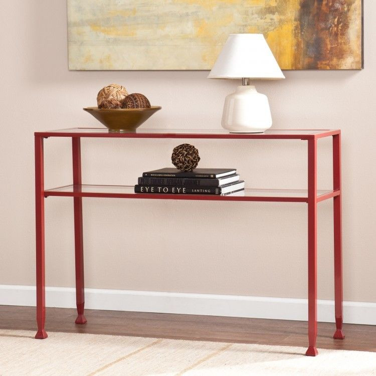 Best ideas about Metal Entryway Table
. Save or Pin Red Sofa Table Console Metal Glass Top Entryway Side Now.