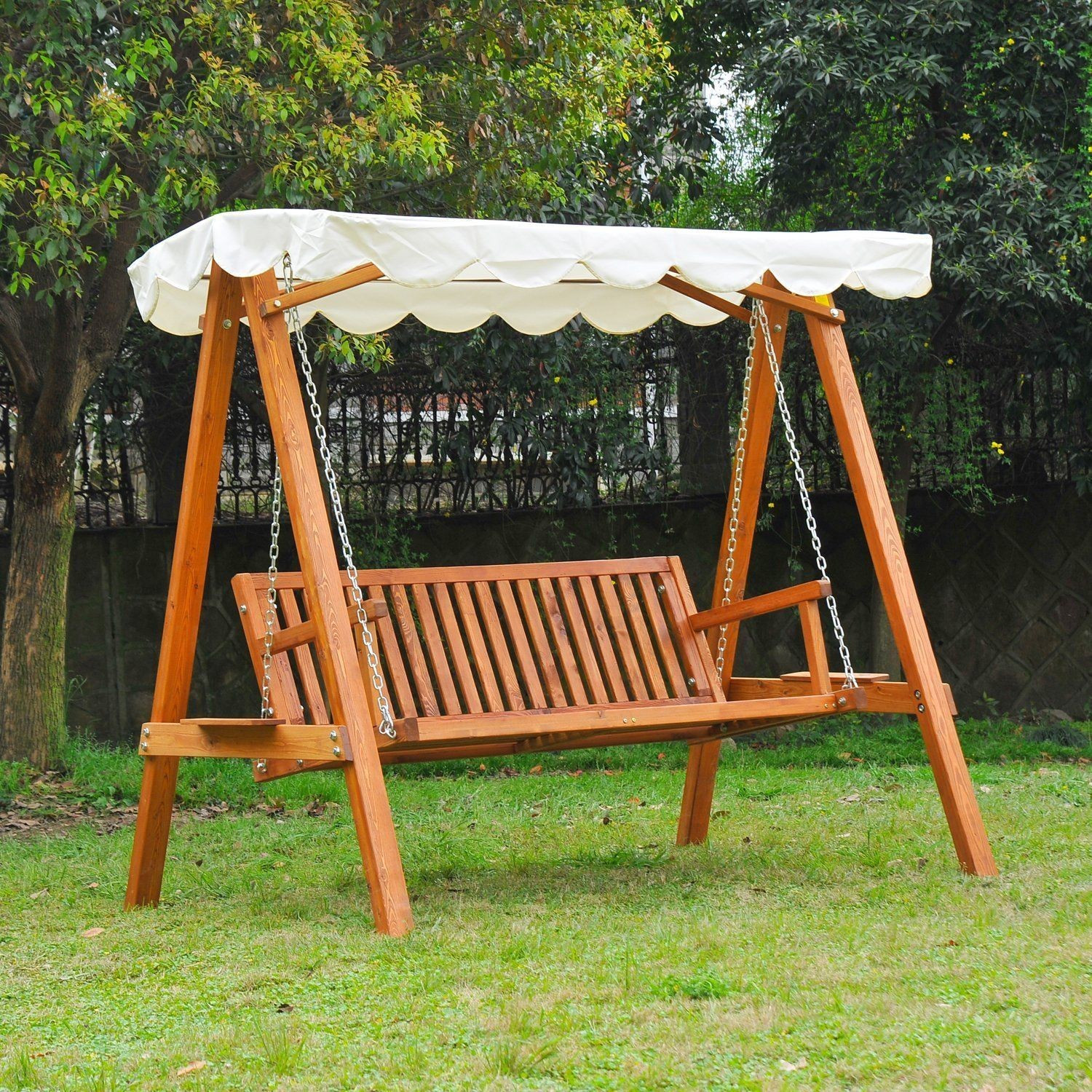 Best ideas about Outdoor Swing Chair
. Save or Pin Outsunny 3 Seater Wooden Garden Swing Chair Seat Bench Now.