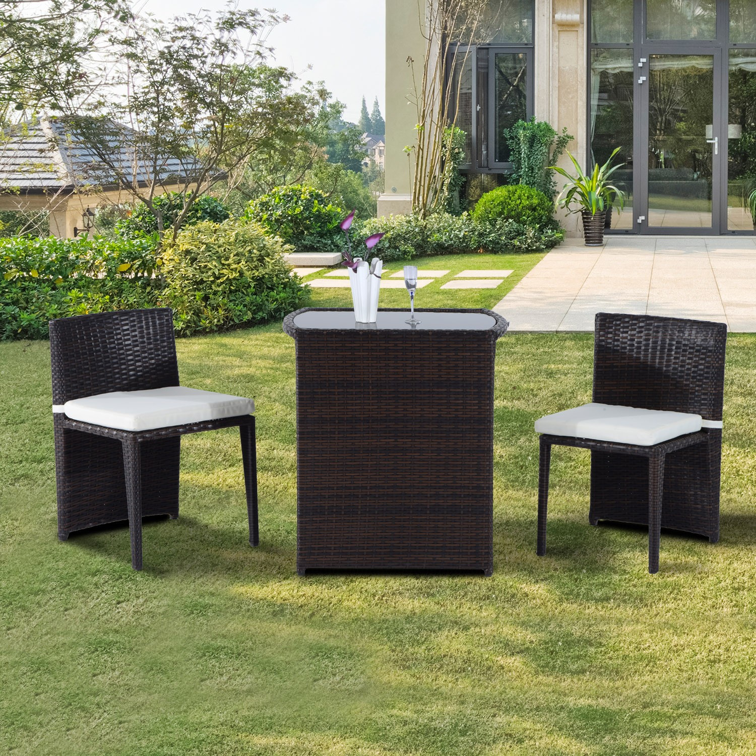 Best ideas about Outsunny Patio Furniture
. Save or Pin Outsunny 3pcs Outdoor Wicker Rattan Bistro Set Patio Chair Now.