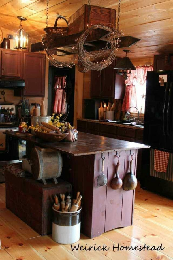 Best ideas about Primitive Kitchen Decor
. Save or Pin Primitive Kitchen old ladder hanging from the ceiling Now.