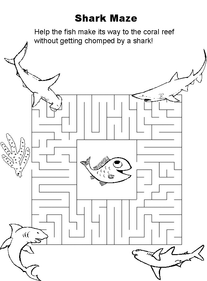 Best ideas about Printable Coloring Sheets For Kids With School Activities
. Save or Pin Shark Maze Now.