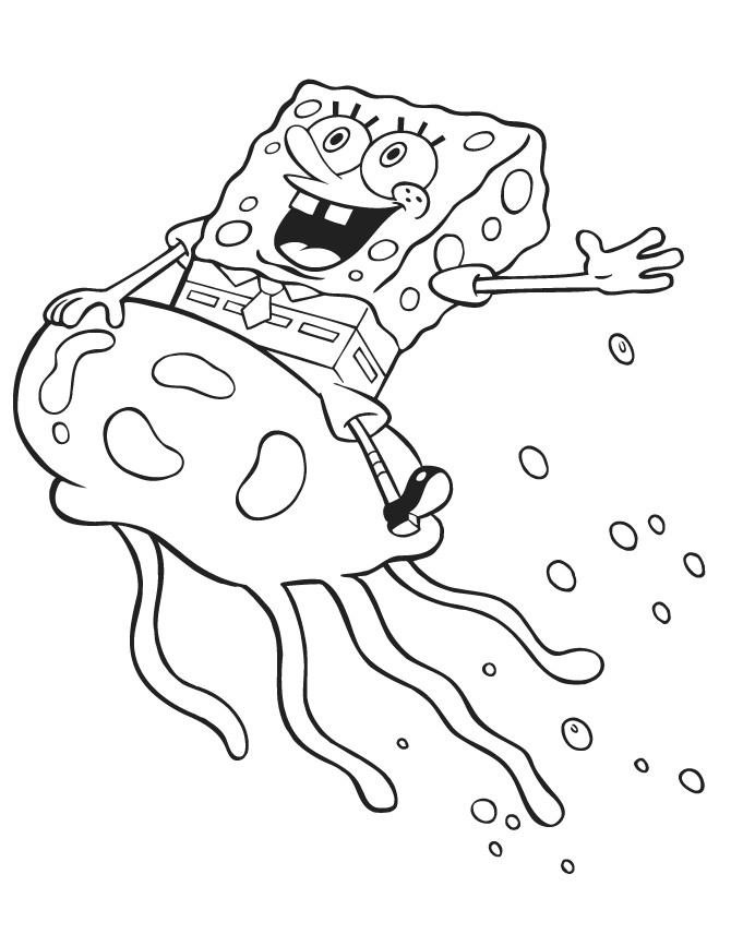 Best ideas about Printable Jellyfish Coloring Pages For Girls
. Save or Pin Coloring Pages For Kids Spongebob Riding Jellyfish Now.