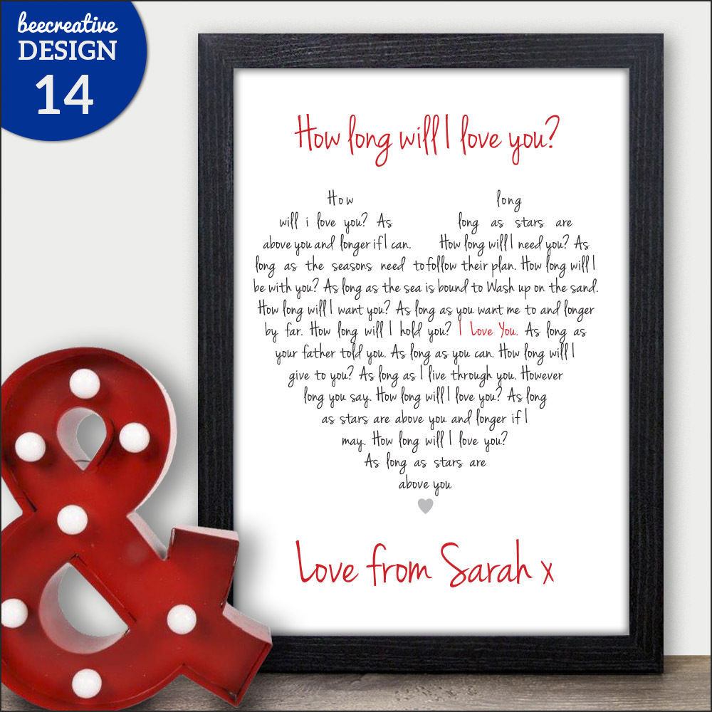 Best ideas about Romantic Birthday Gifts For Husband
. Save or Pin How Long Will I Love You Romantic Personalised Birthday Now.