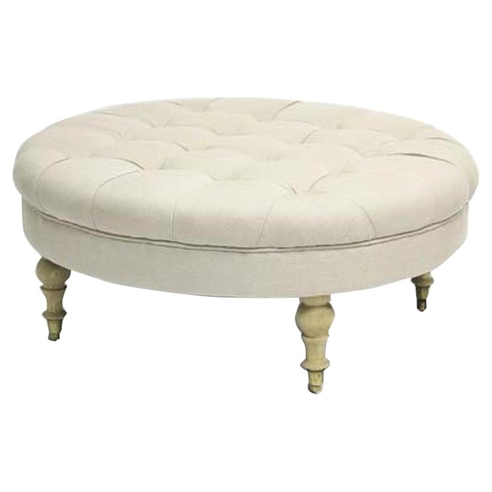 Best ideas about Round Ottoman Coffee Table
. Save or Pin French Country Round Linen Tufted Coffee Table Ottoman Now.