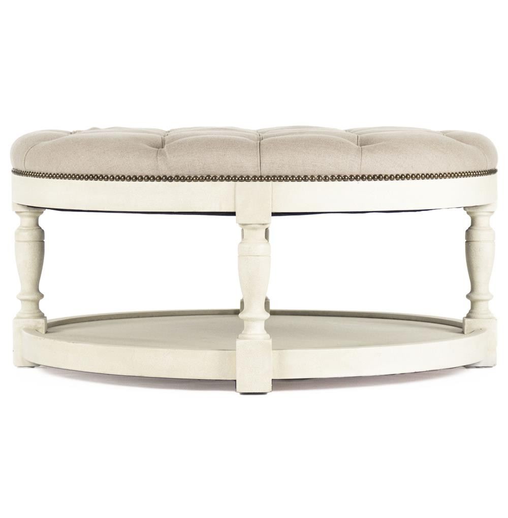 Best ideas about Round Ottoman Coffee Table
. Save or Pin Marseille French Country Cream Ivory Linen Round Tufted Now.