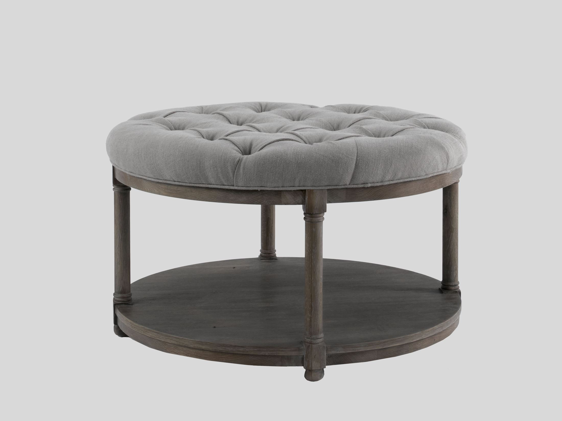 Best ideas about Round Ottoman Coffee Table
. Save or Pin Round Top Coffee Table With Soft Grey Tufted Fabric Now.